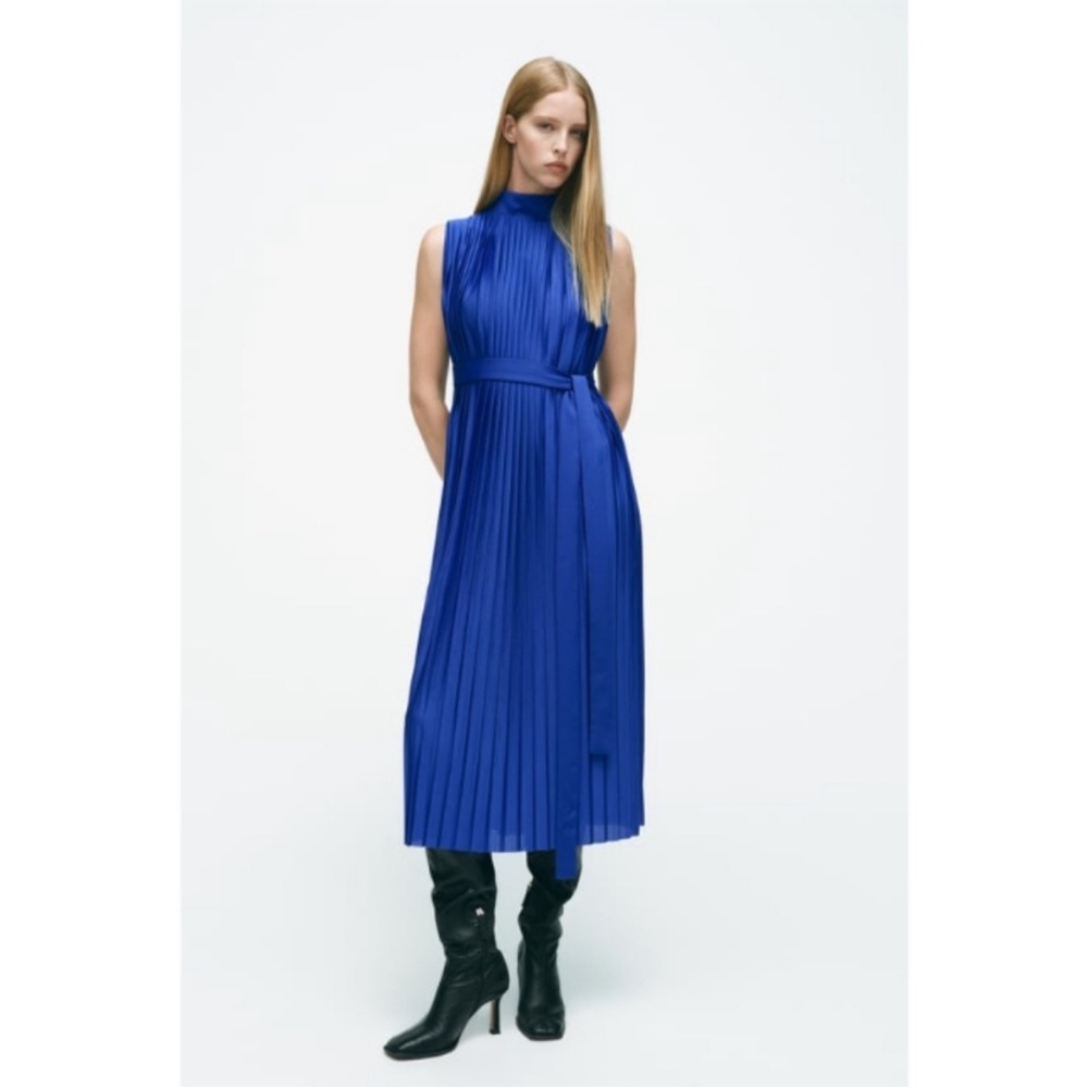 Zara Voluminous Pleated Dress Sz XS/S